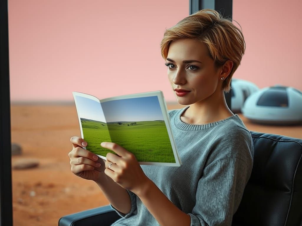 Woman Cries Over Earth Photo in Futuristic Martian Room