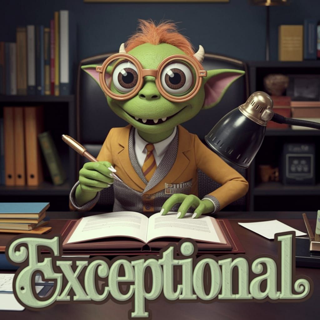 Orange Monster Businessman at Office Desk