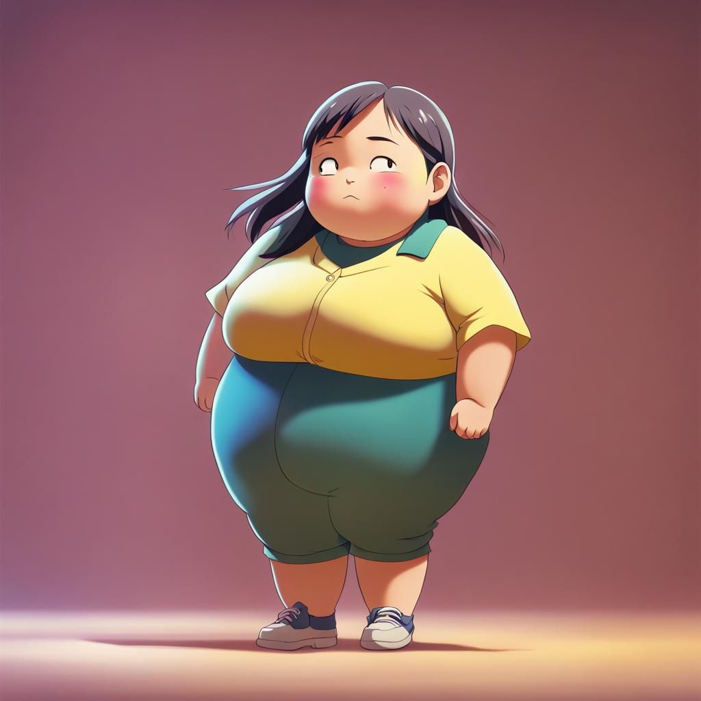 Chubby to Slender Girl in Anime Style