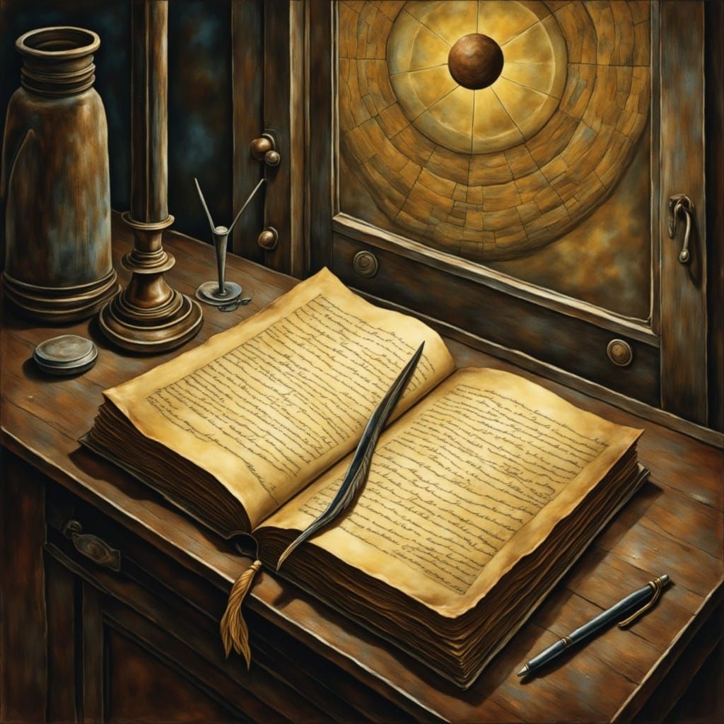 Mysterious 18th Century Study with Celestial Map and Quill P...