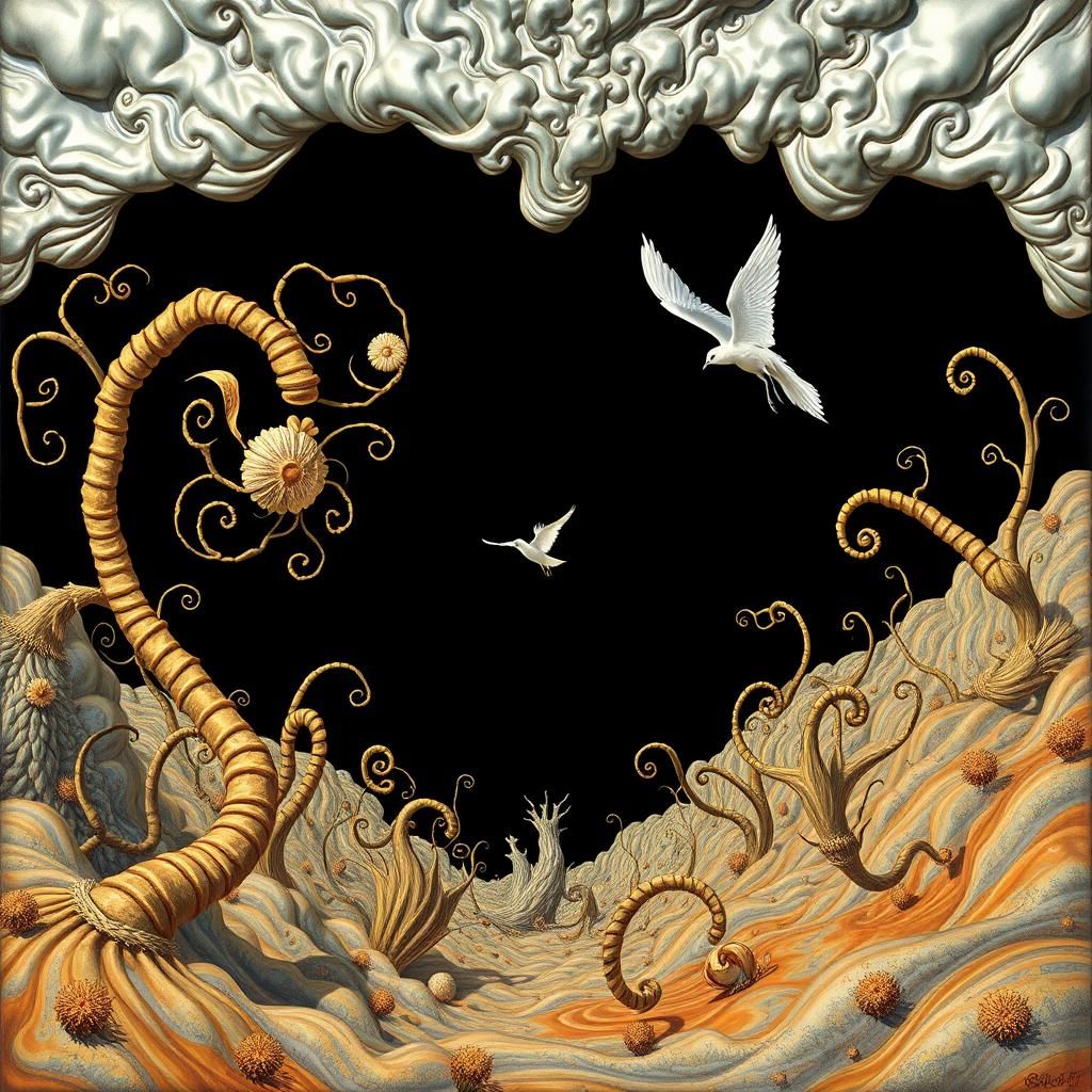 Surreal Landscape with Elastic Flora in Dali Style