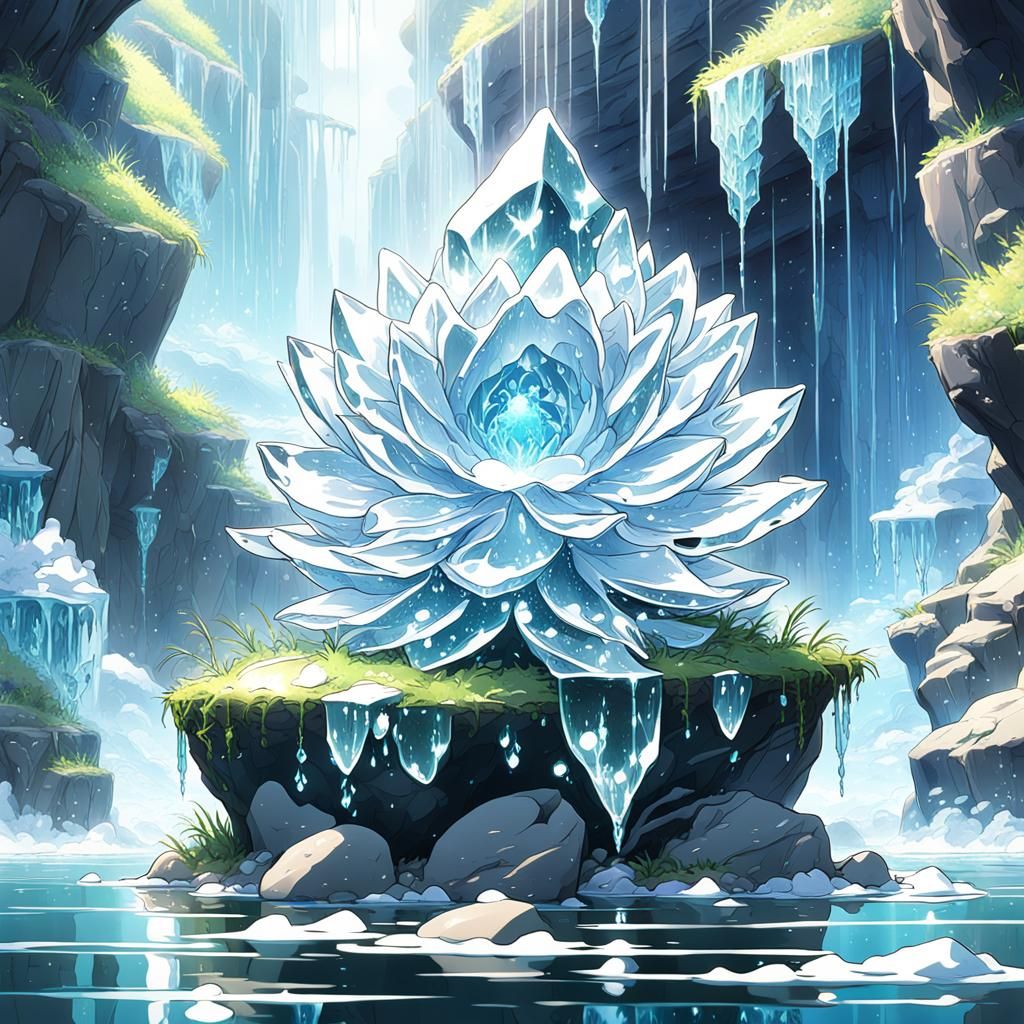 Iced Flower in Ghibli Anime Style