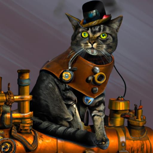 Steampunk Cat with Engine