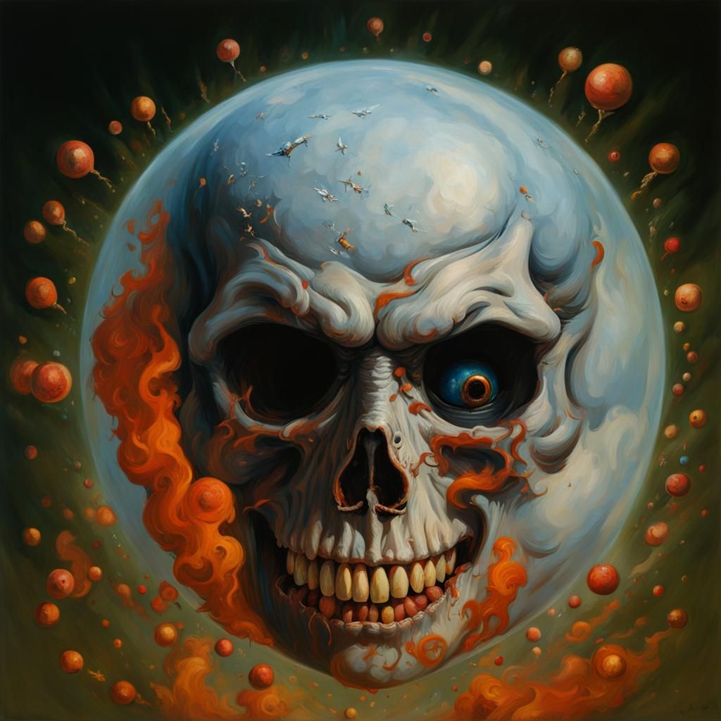 Intricate Atom Bomb Explosion as Oil Painting