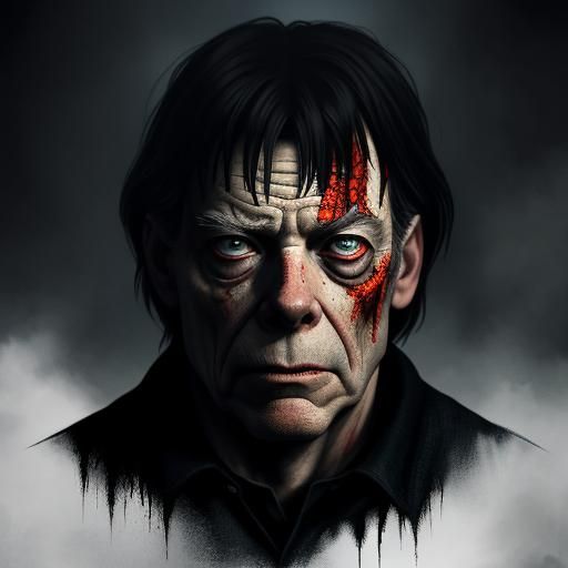 Stephen King Movie Character Collage in Splash Art Style