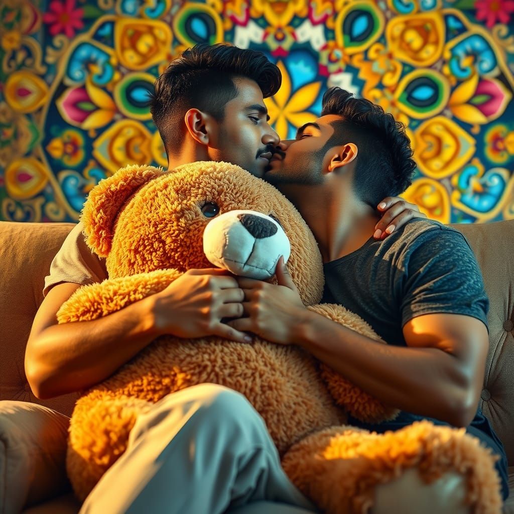 Two Handsome Men Share a Tender Moment