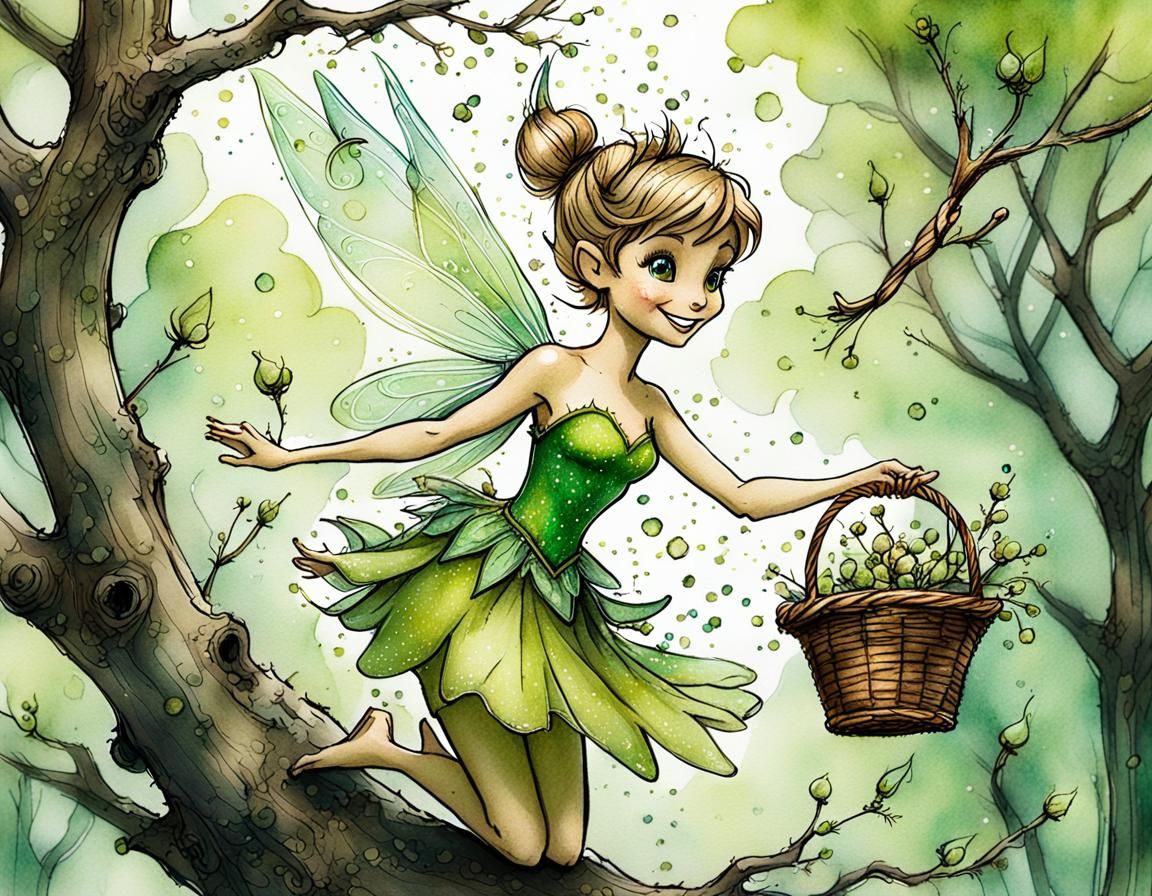 Whimsical Fairy Brings Spring, Victorian Illustration