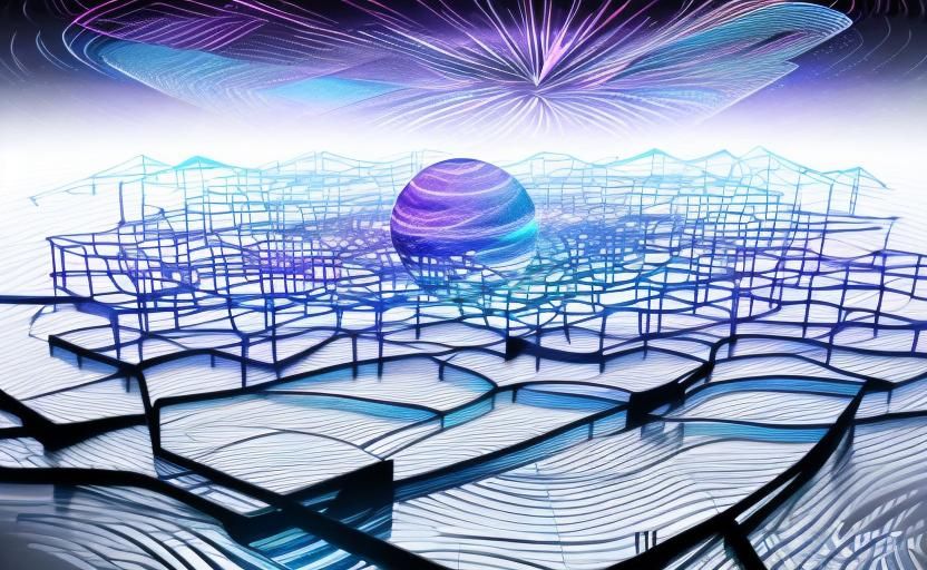 Futuristic Holographic River of Time in Neon Style