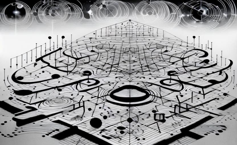 Geometric Abstract Music Notation in Watercolor Style