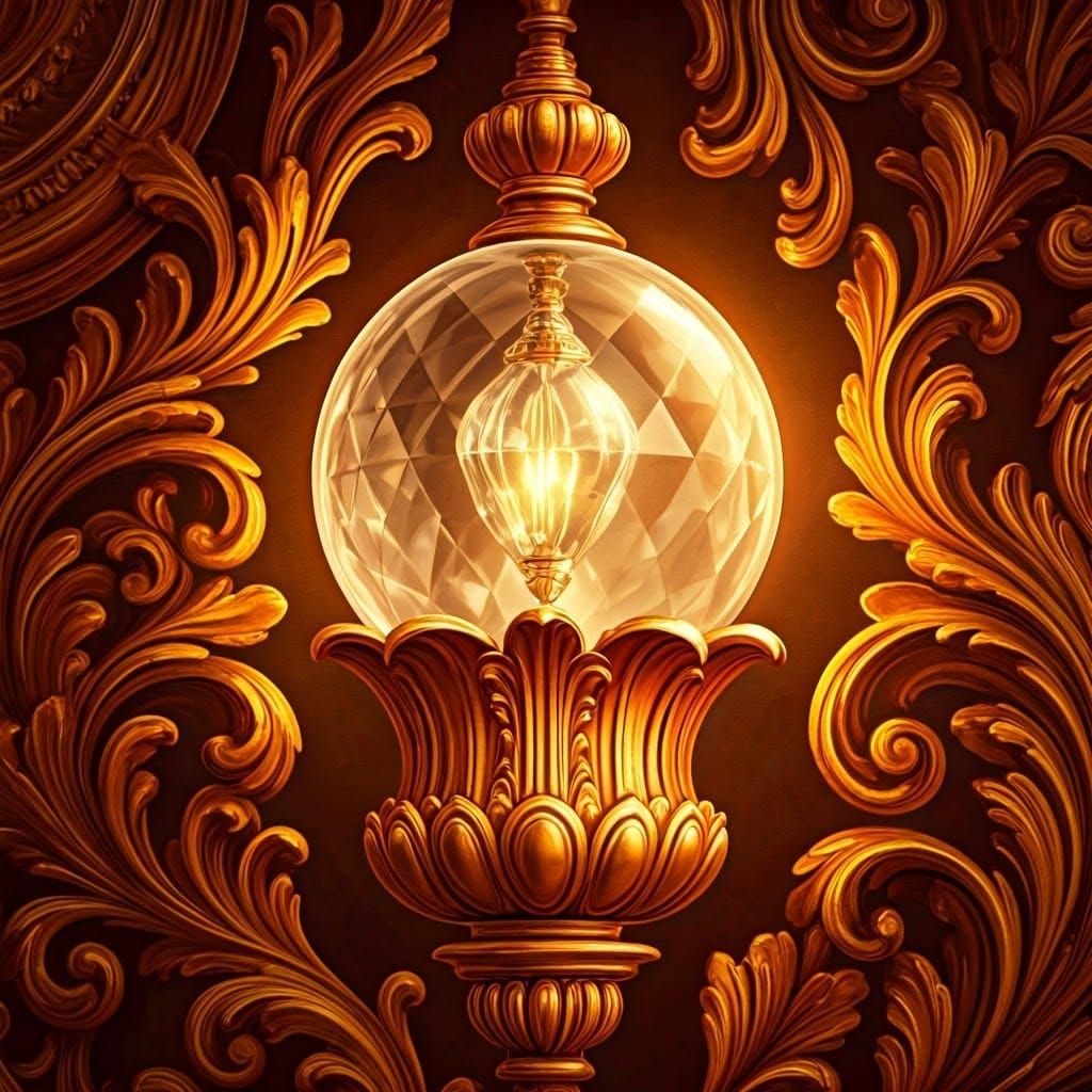Baroque Orb in Golden Filigree, Oil Painting