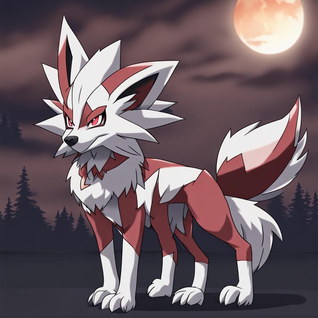 Anime Girl as Lycanroc Dusk Form Illustration