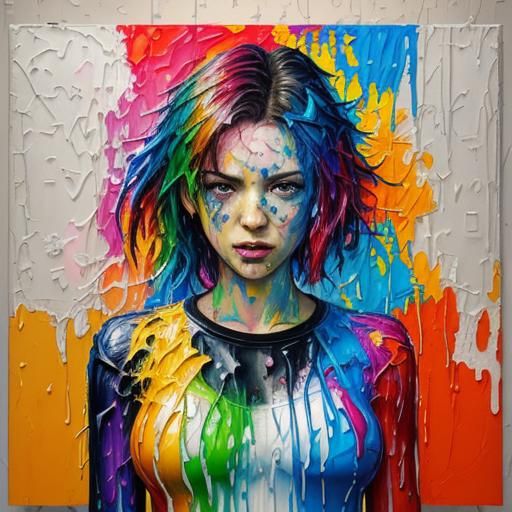 Passionate Expressionist Oil Painting in Graffiti Style