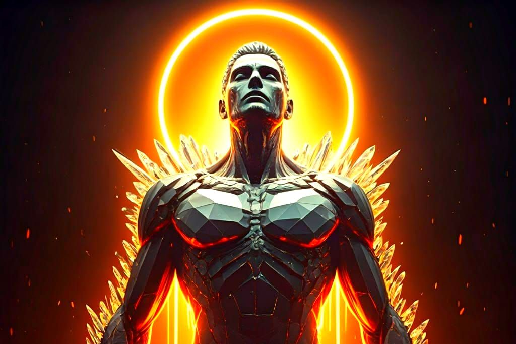 Diamond Man Under Fiery Vignette