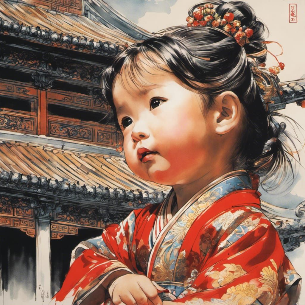 Intricate Portrait of Baby Mulan in Chinese Style
