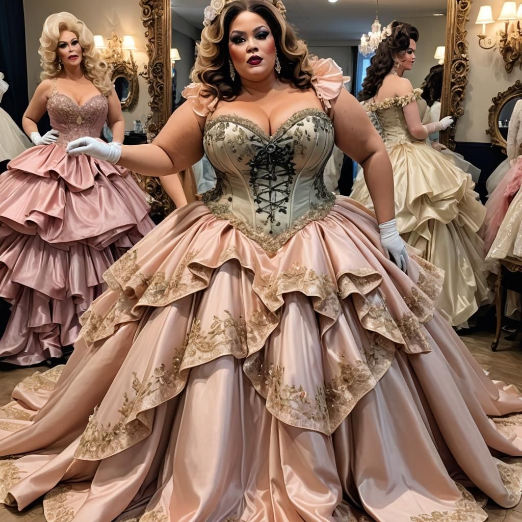 Extravagant Drag Queen in Satin Wonderland