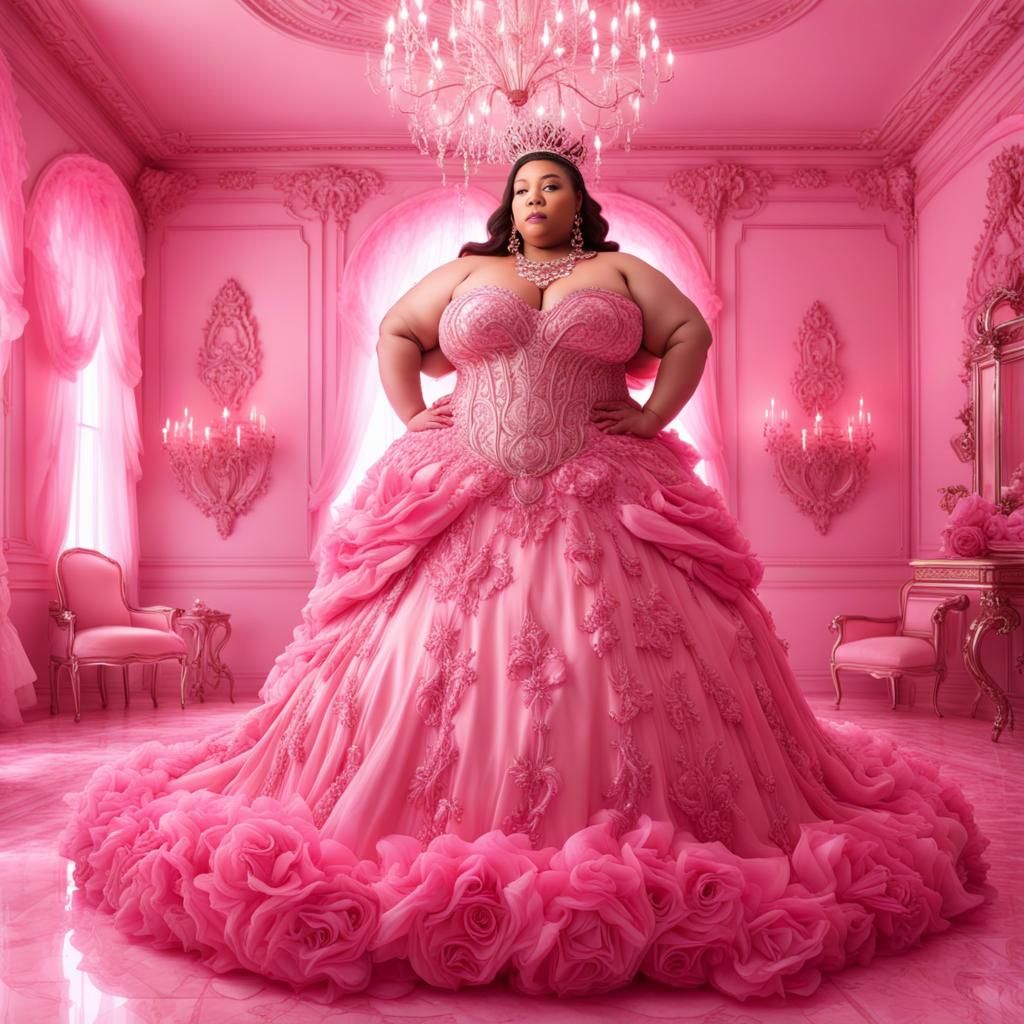 Pink Chrome Princess in Synthwave Room