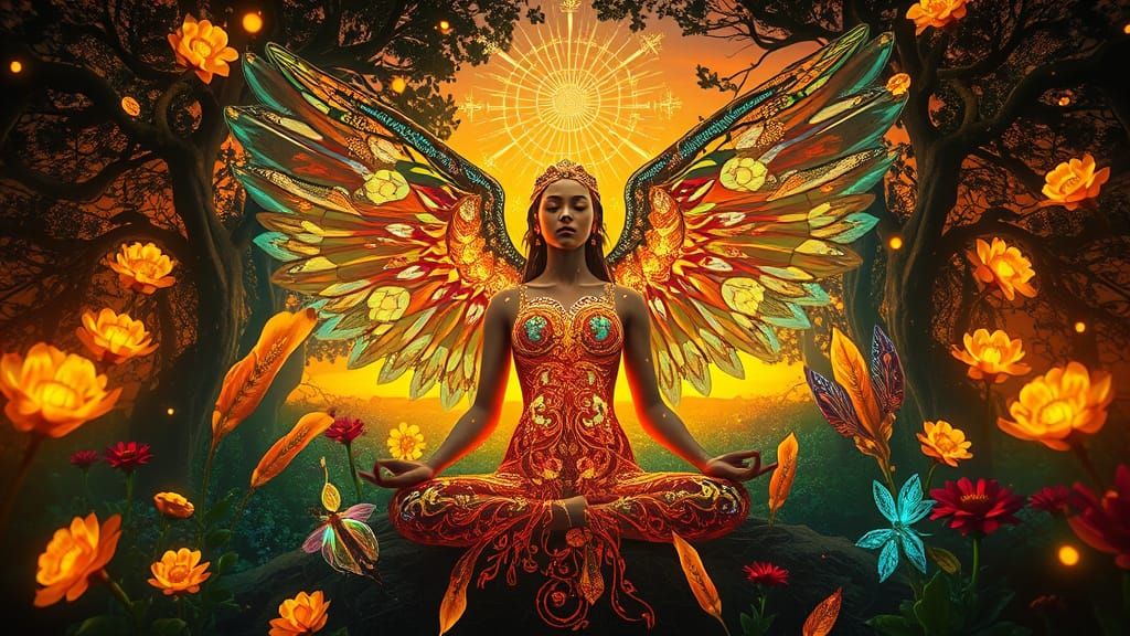 Dreamlike Surrealist Art of a Mystical Woman in a Fantastica...