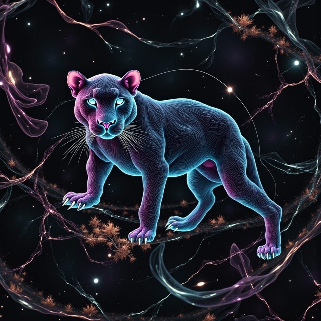 Cyberpunk Panther in Raw Grunge Style