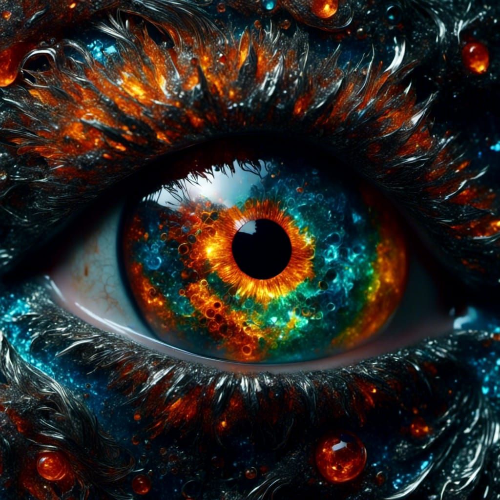 Dragon's Eye Reflecting a Vivid Firestorm