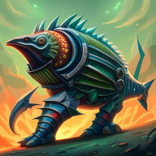 Giant Mecha Fish with Missiles and Laser Cannon