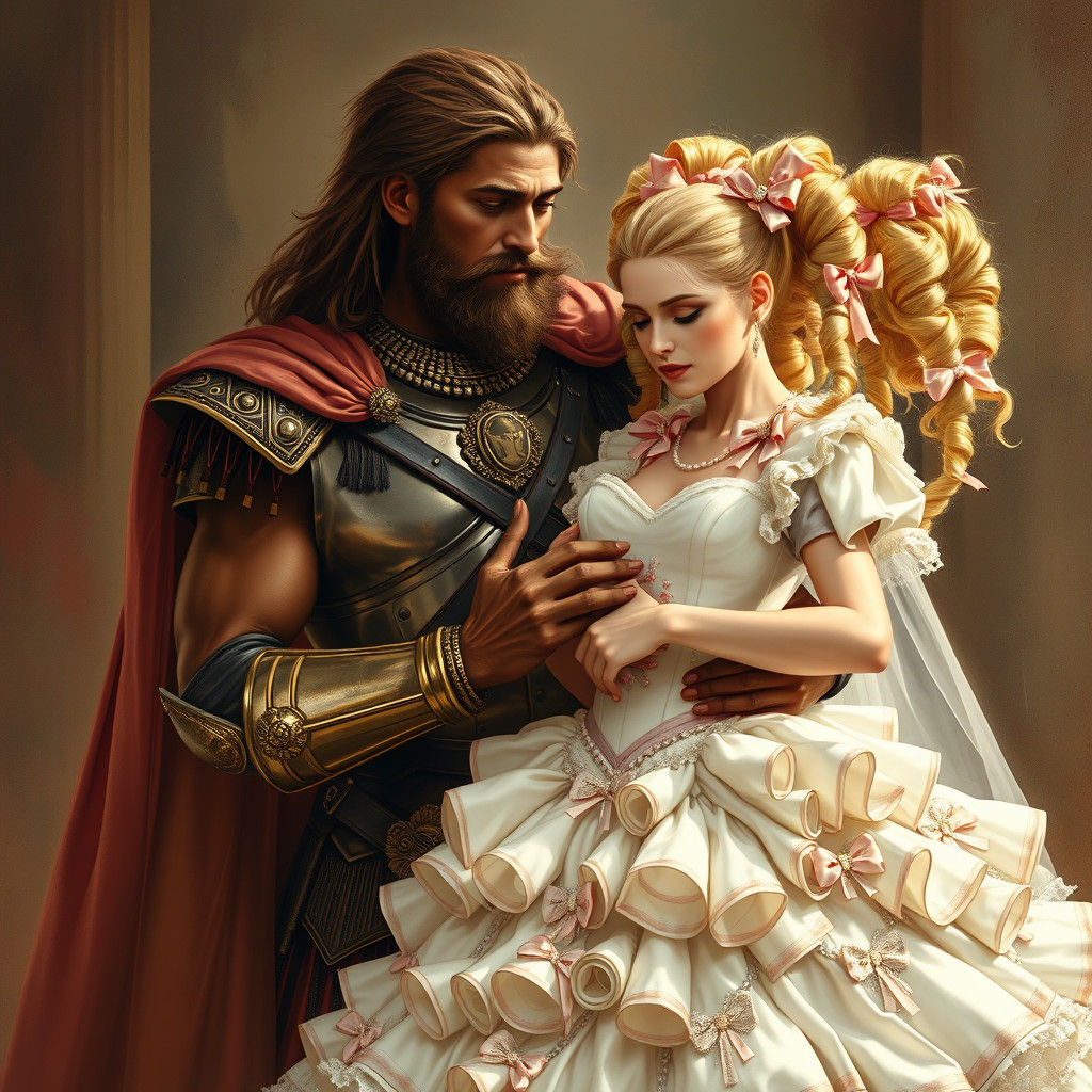 Roman Soldier with Sissy Bride in Opulent Style