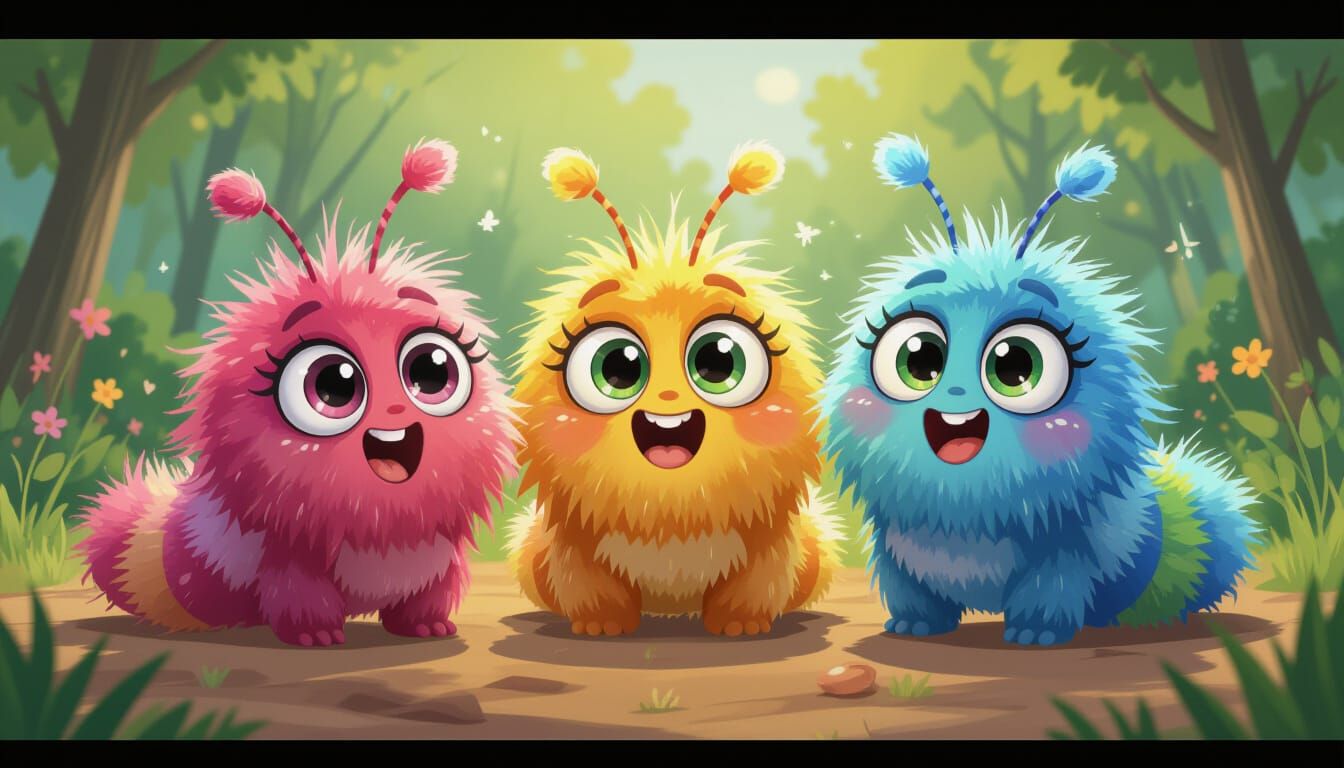 Cartoon Caterpillars with Big Soulful Eyes
