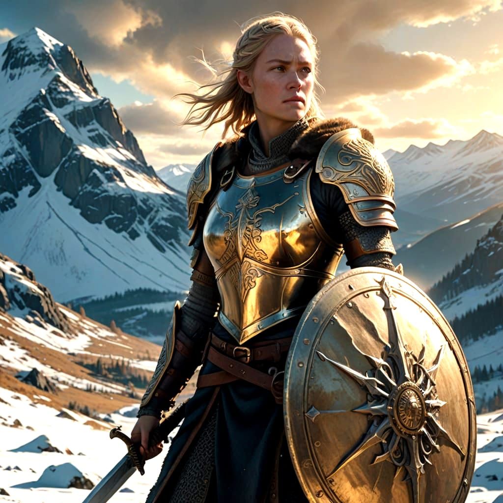 Brynhildr: Viking Shield-Maiden Ready for Battle