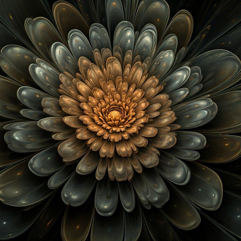 Metallic Bloom in Art Nouveau Style