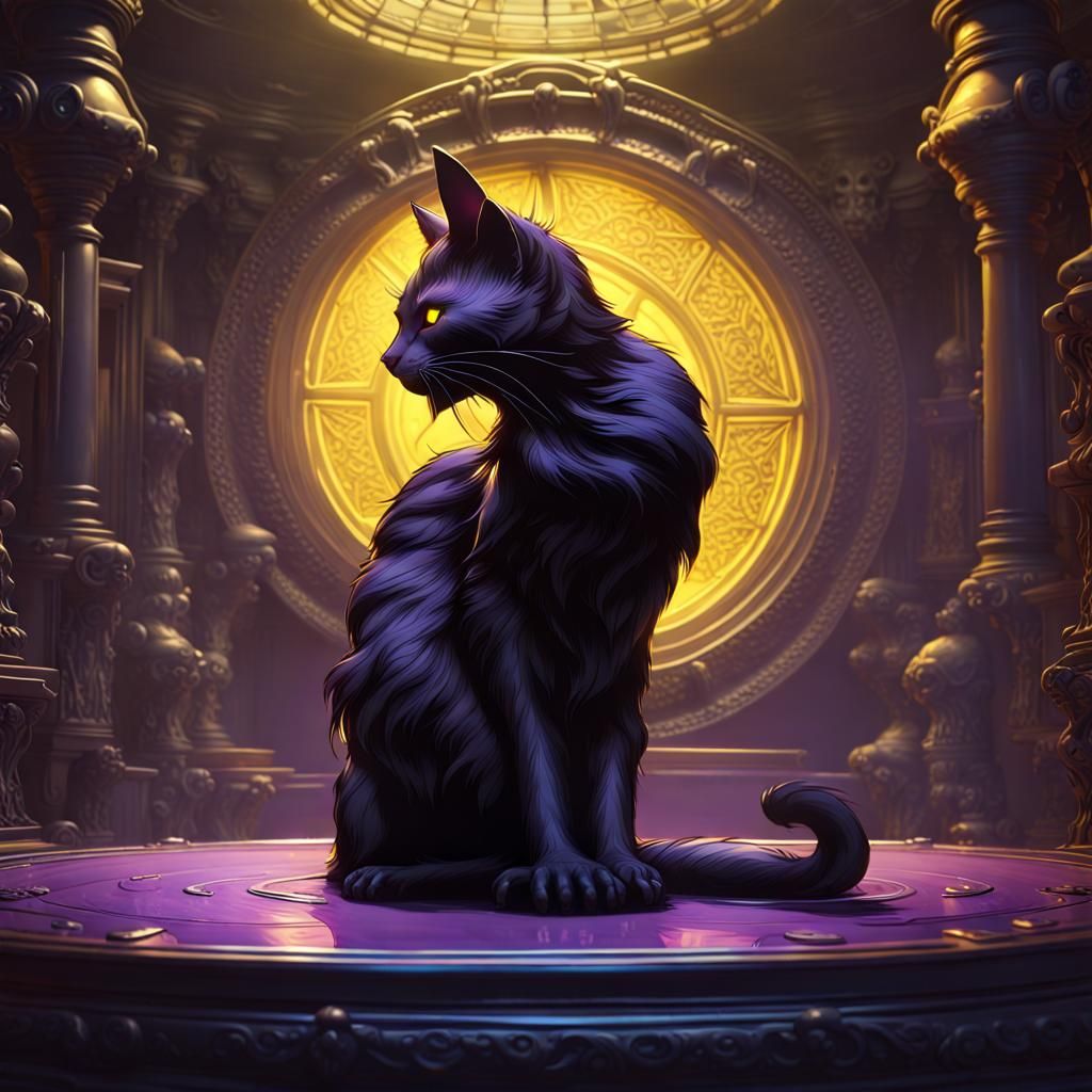 Surreal Black Cat Reveals Alien Interior: Dark Fantasy Art