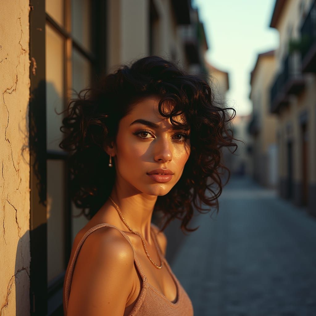 Woman in a Neapolitan Street at Dusk