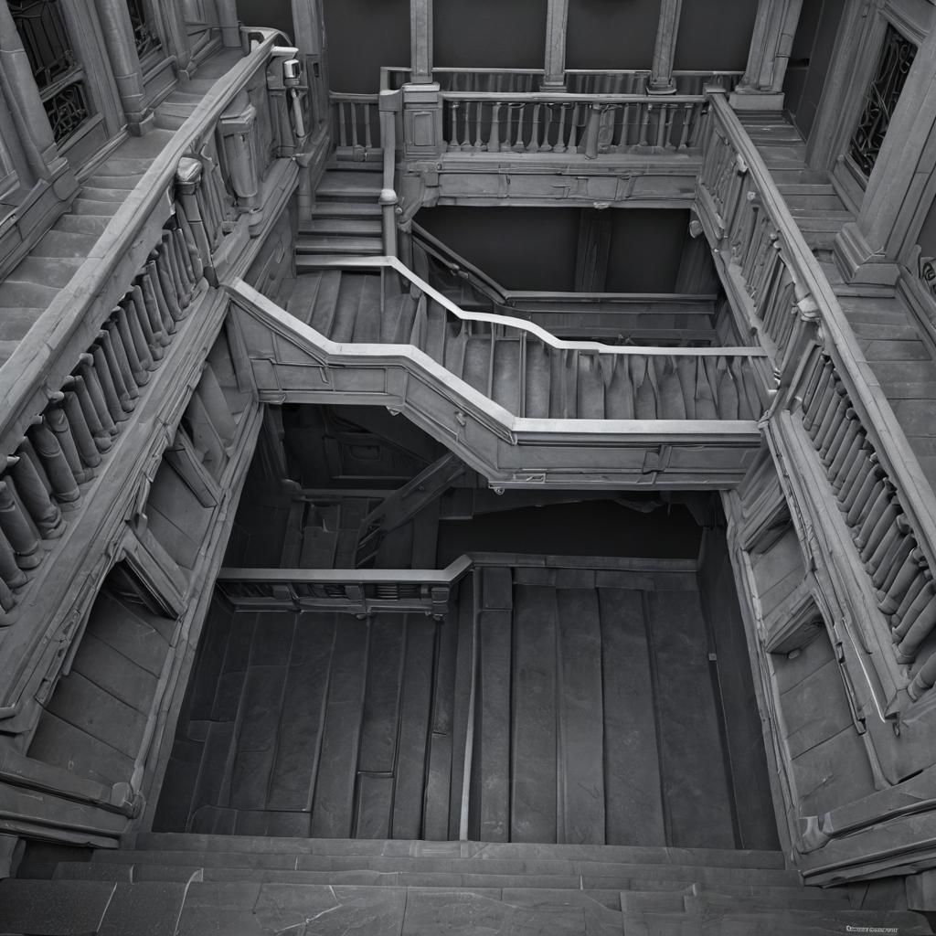 Art Deco Gray Staircase in Spiritist Center