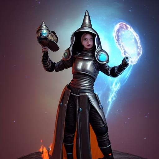 Space Sorceress Knight with Burning Spell Book