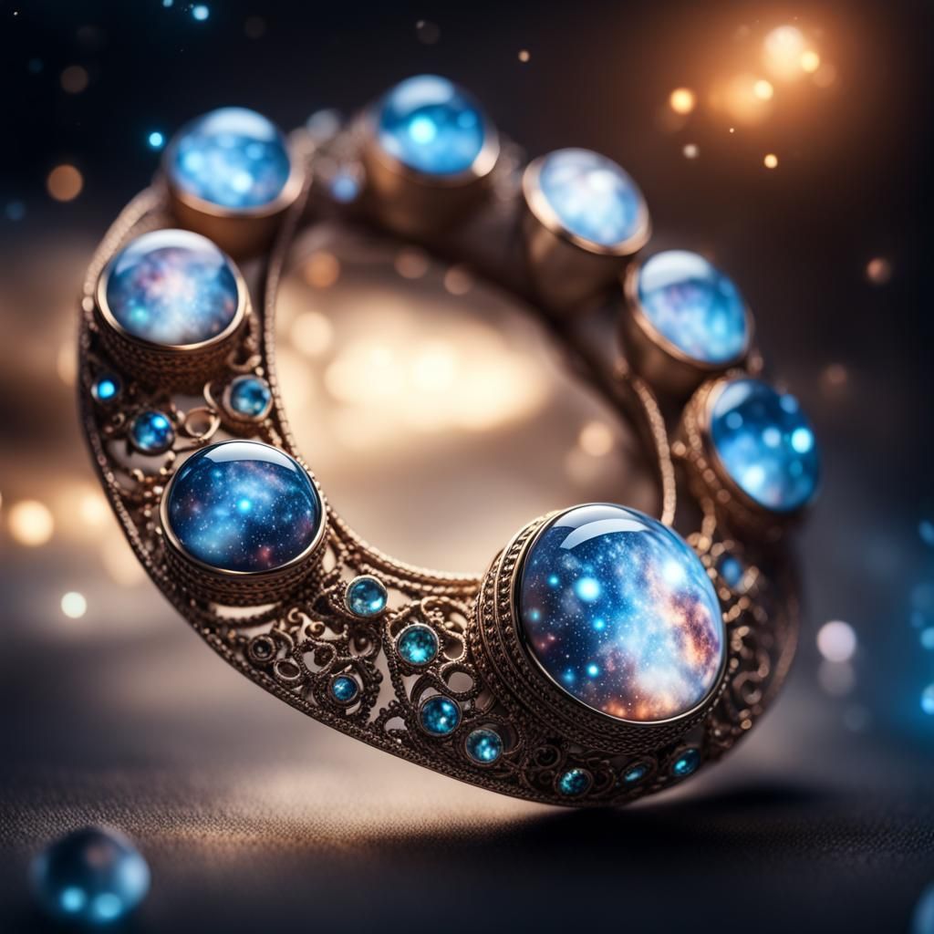 Luminous Galaxy Jewelry in Hyperrealistic Style