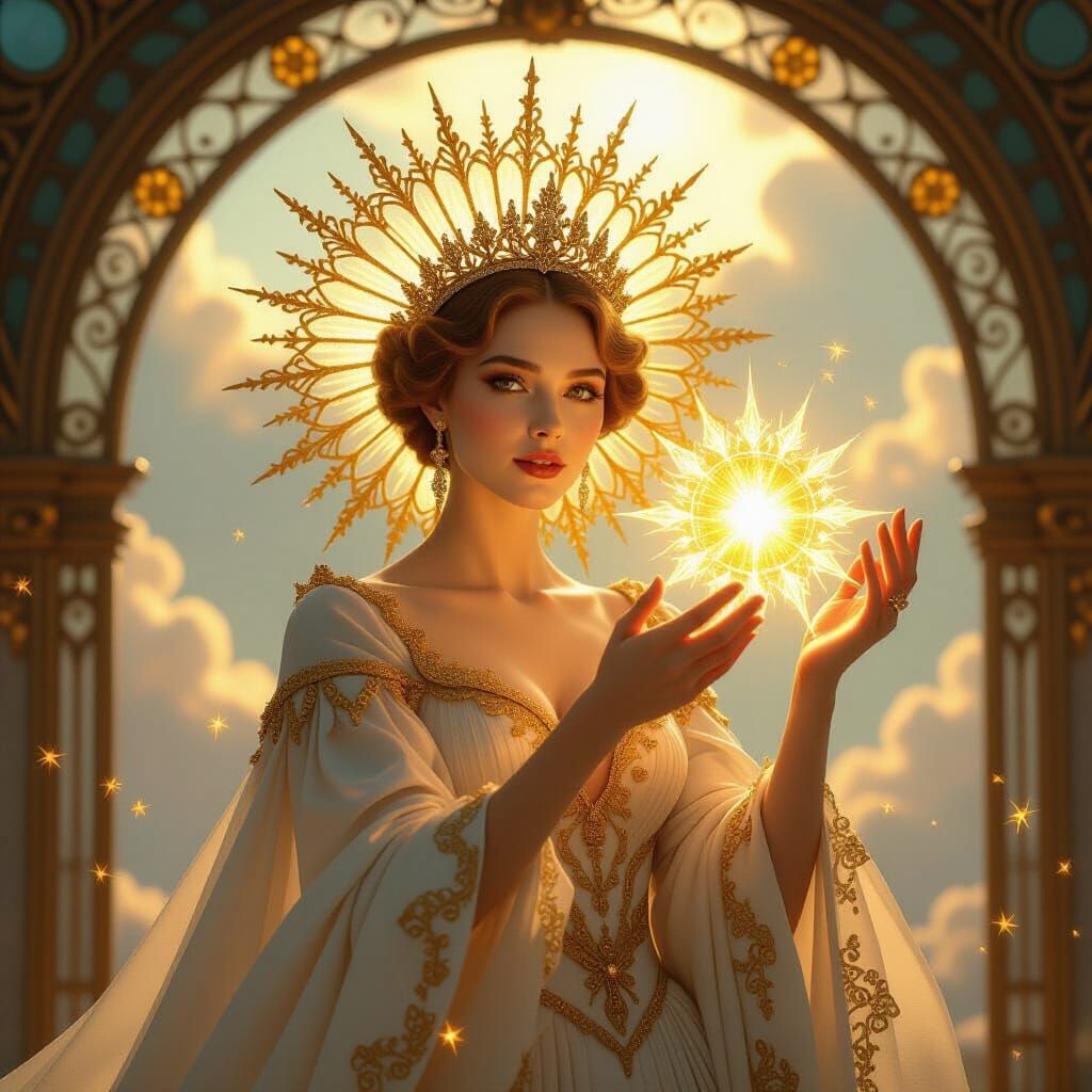 Victorian Noblewoman Crowned in Sun Filigree