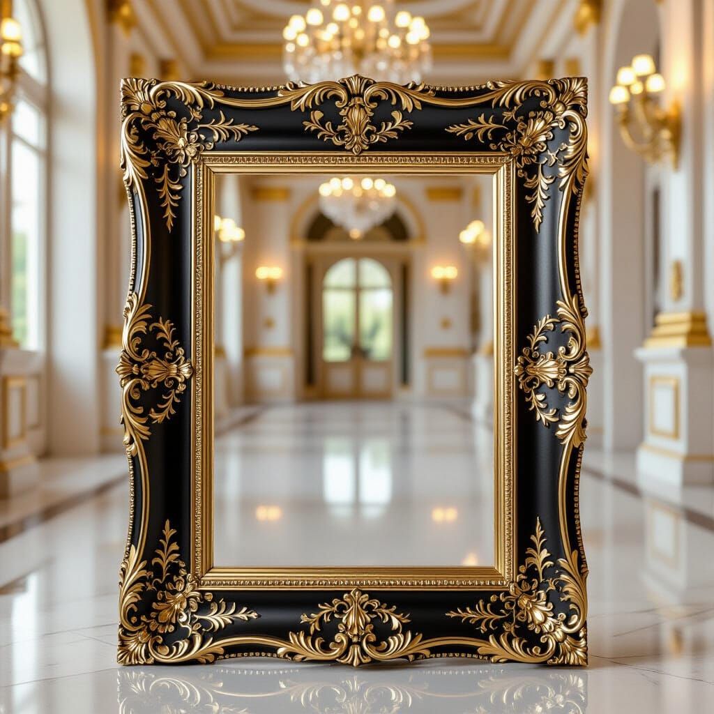Ornate Black and Gold Baroque Picture Frame