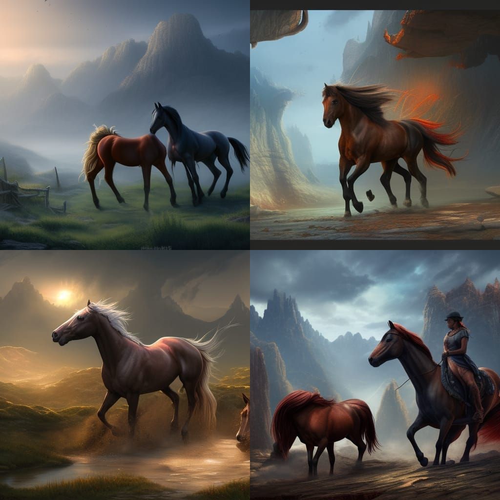 Fantastical Horses in Detailed Matte Painting