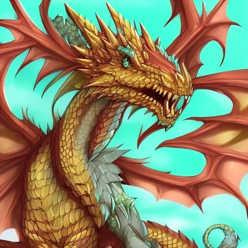 Beautiful Dragoness Anthro Portrait in Anime Style