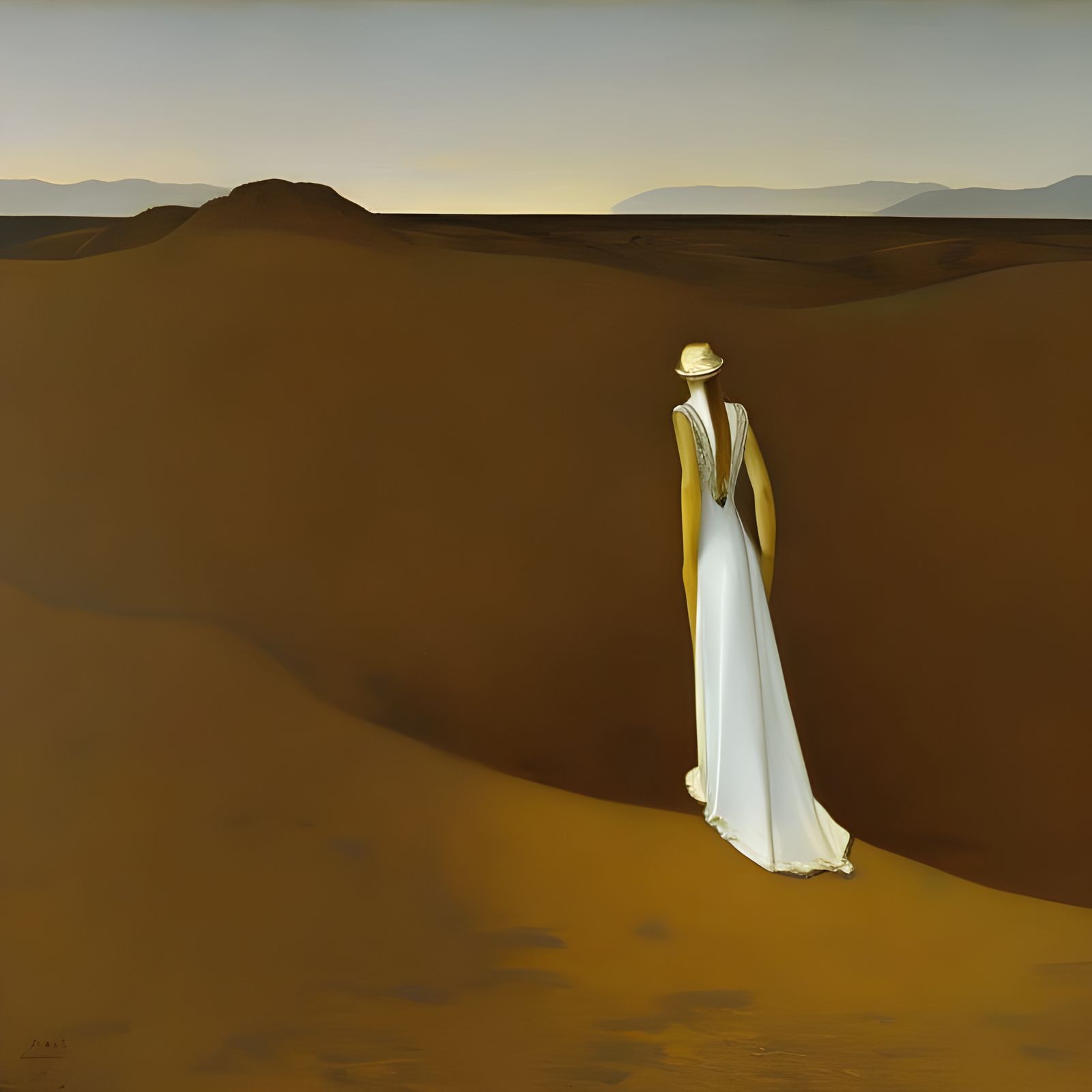 Cubist Woman Descending With Dryland Sailboat