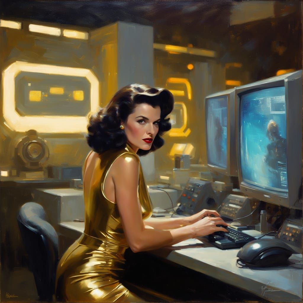 Futuristic Lab Scene in Impressionistic Style