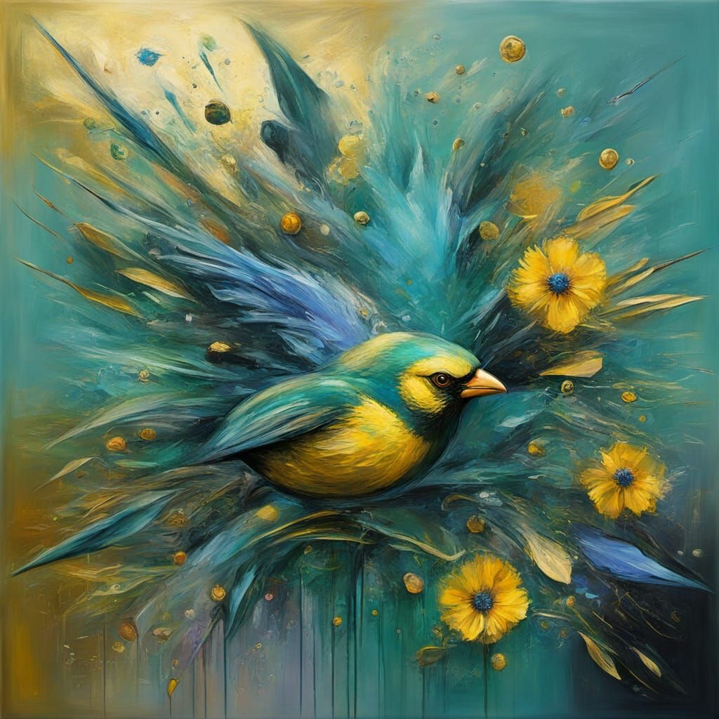 Abstract Surrealism Painting with Cyberpunk Elements