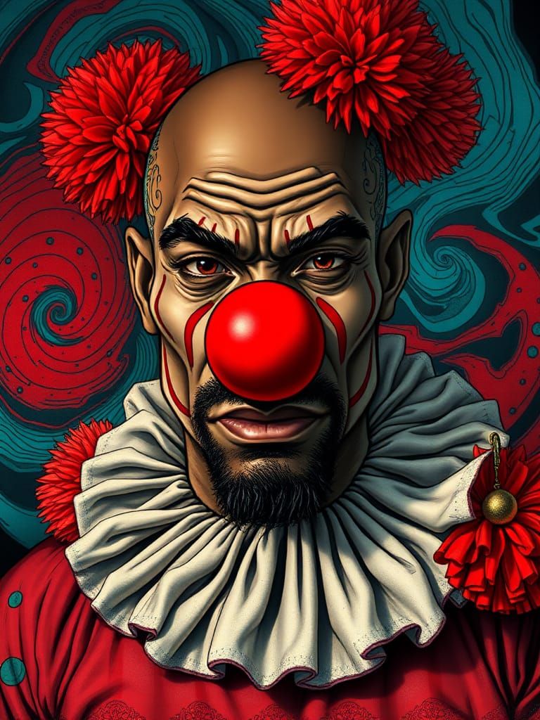 Clown with Tattoos in Pop Art Style