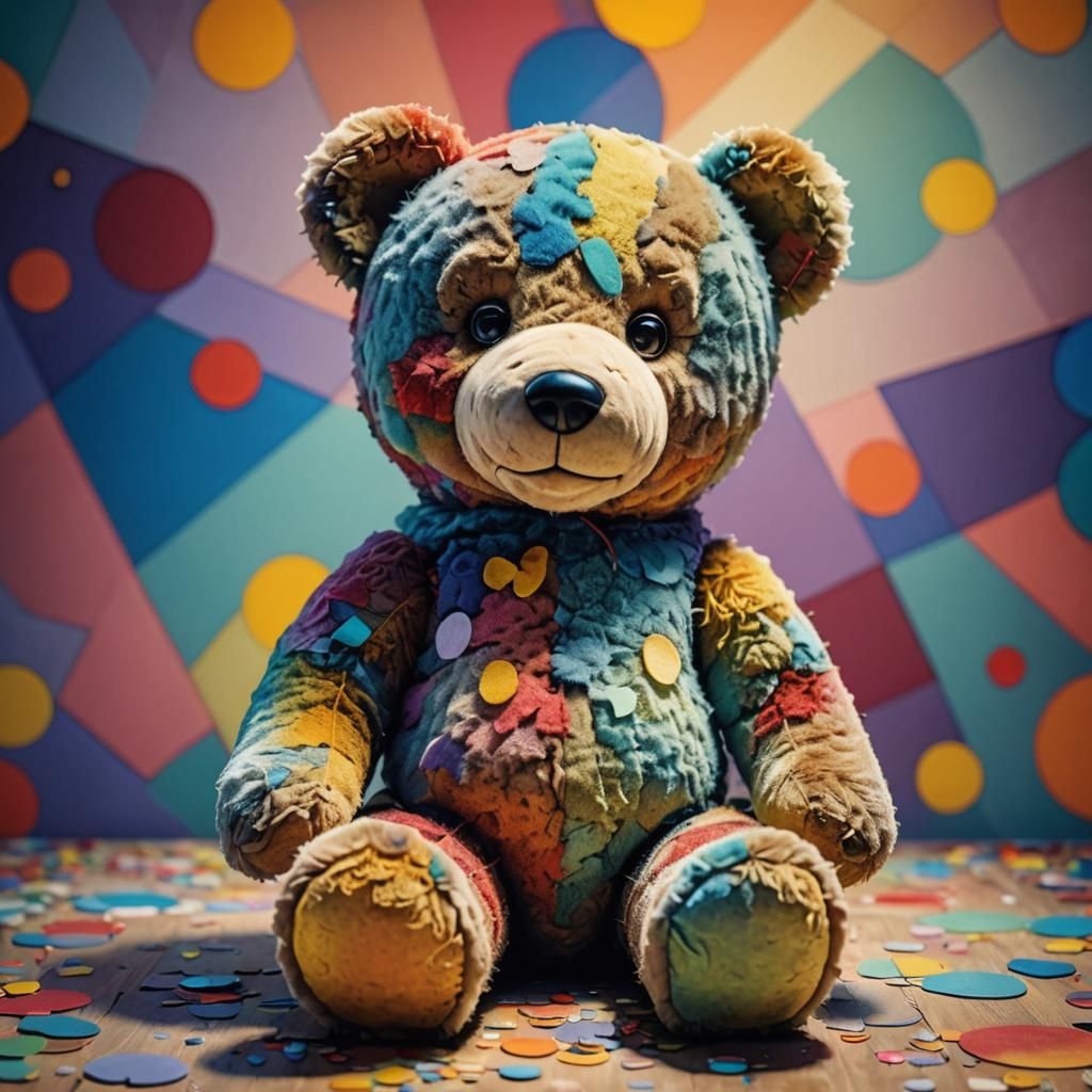 Cute Teddy Bear with Volumetric Lighting and Color Gradient