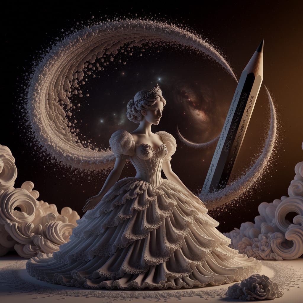 Ebony Princess Facing Dissolving Spectral Pencil