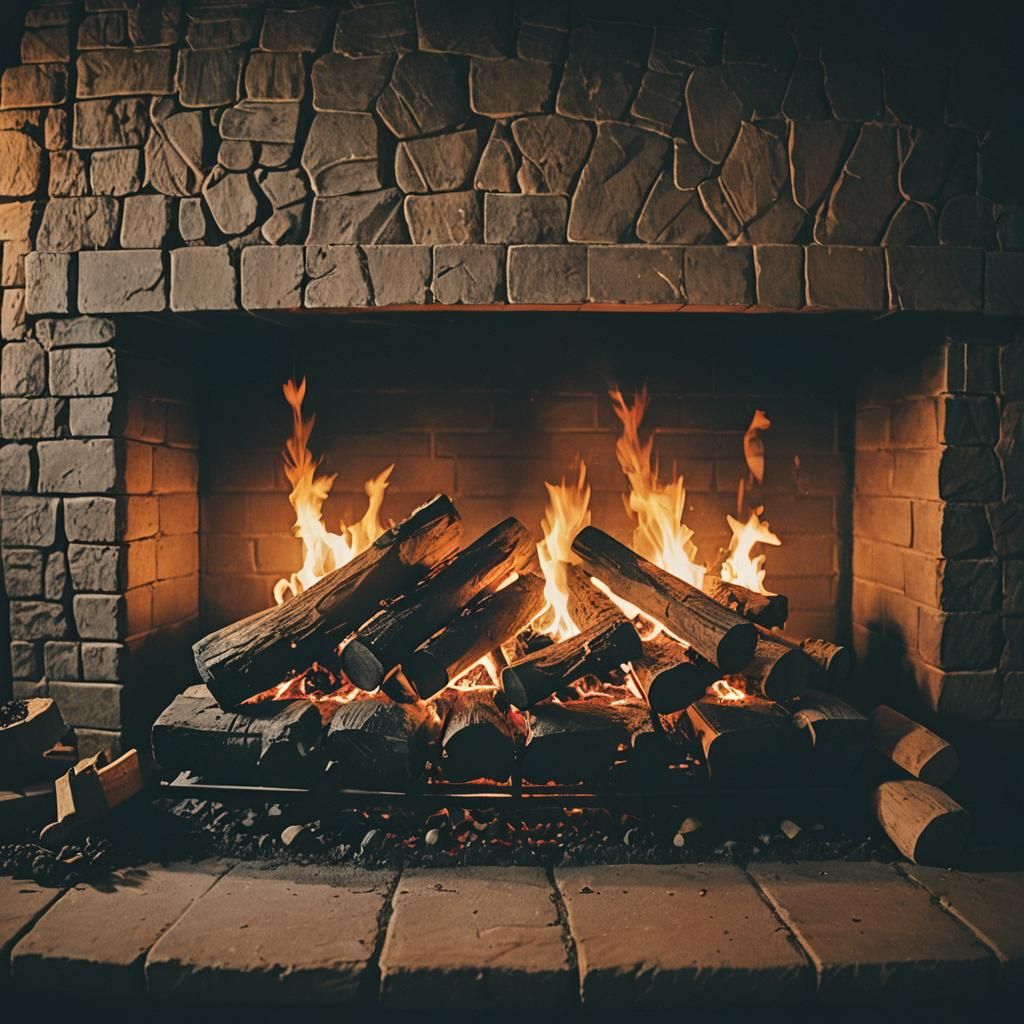 Dramatic Fireplace in Cinematic Film Still