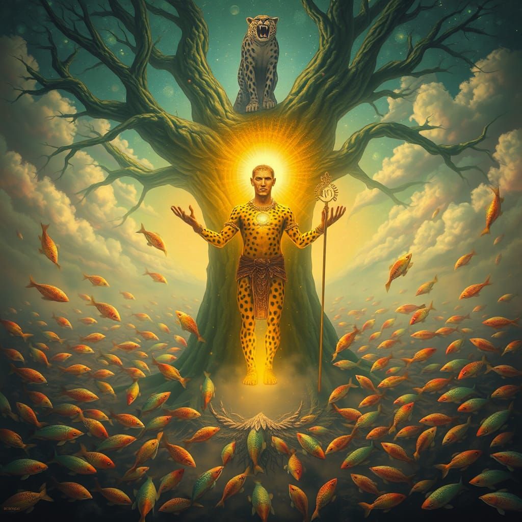 Yellow Leopard Man at the Tree of Time