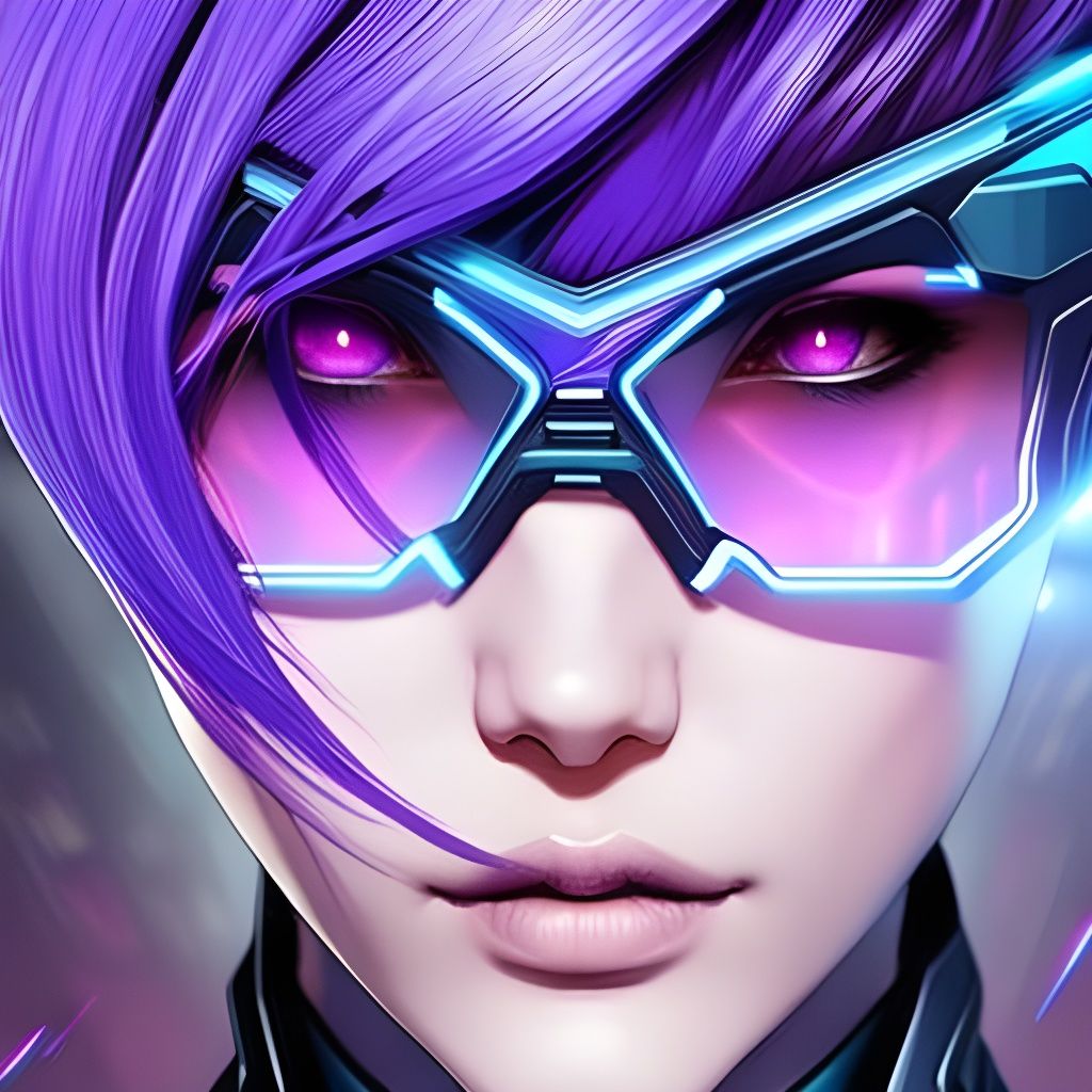 Cyberpunk Woman Portrait with Blue Goggles
