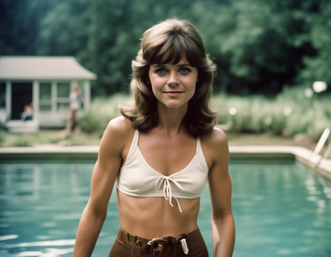 Serene Pool Scene with a 1970s Vibe