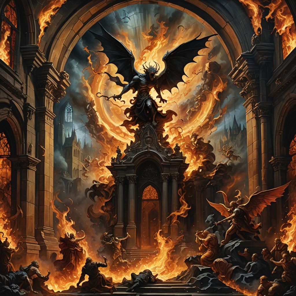 Heaven and Hell Collision in Gothic Fantasy Style