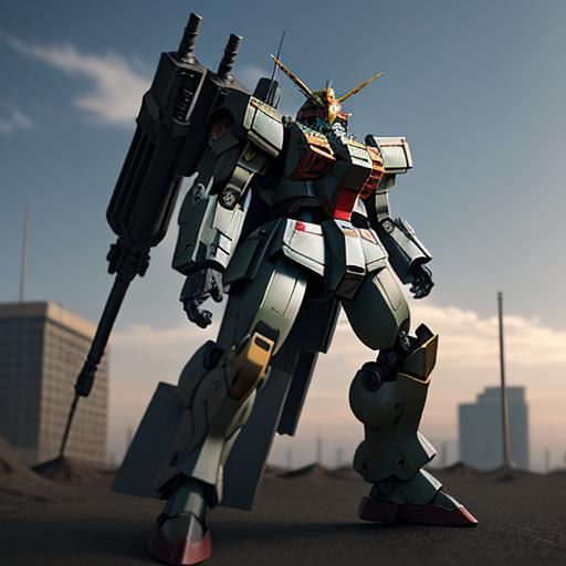 Futuristic Gundam-Zaku Hybrid Robot in 8K