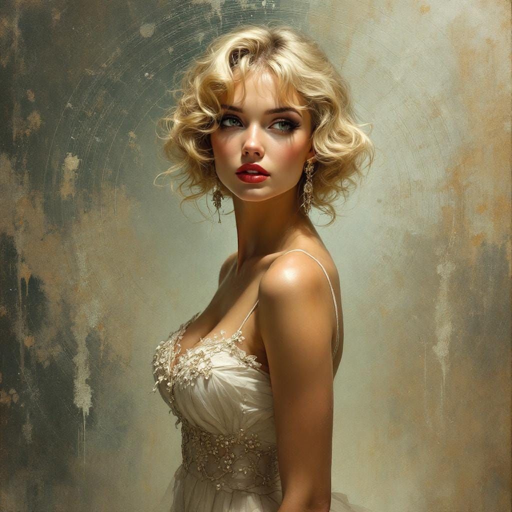 1950s Pin-Up in Alphonse Mucha Style